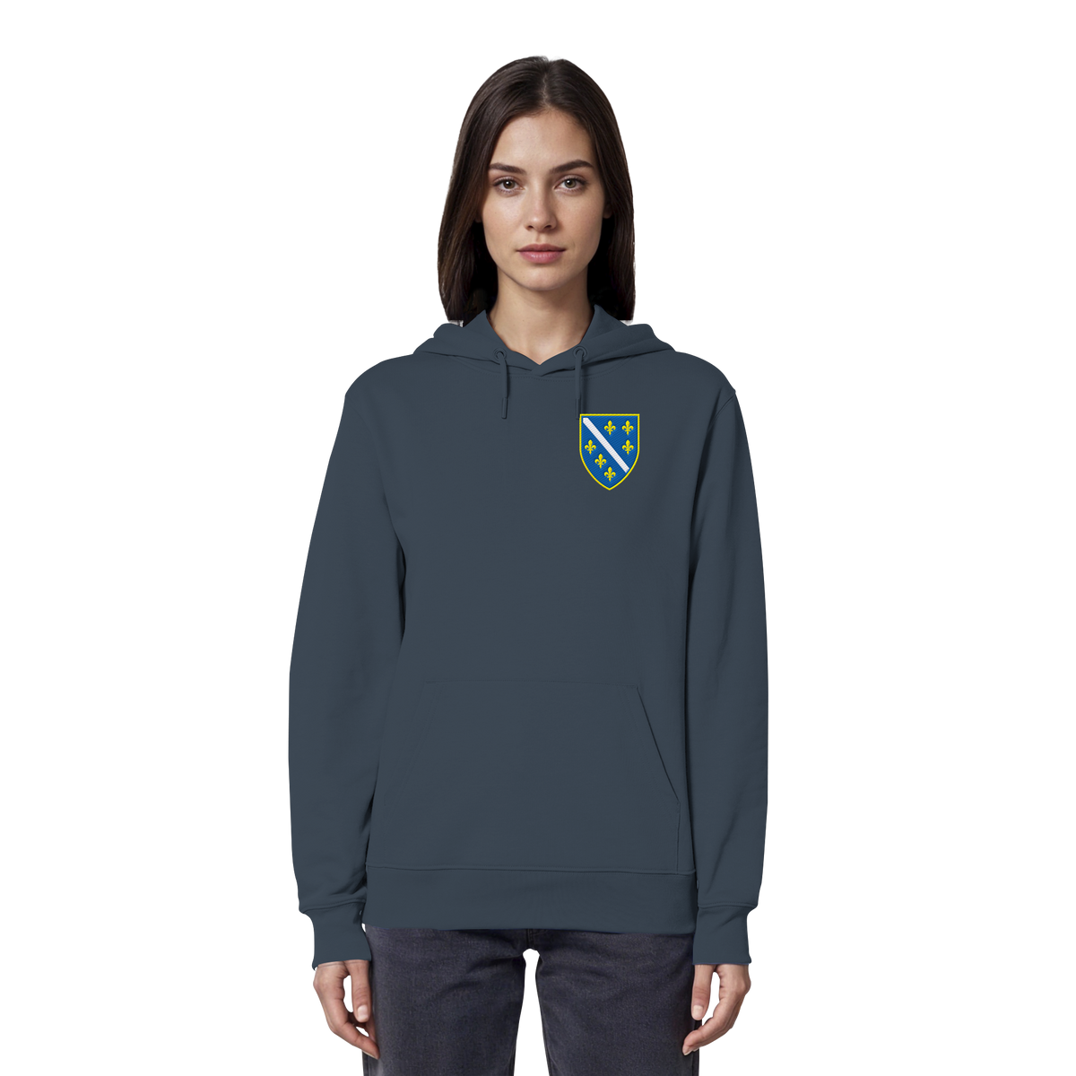 Bosnien Wappen Premium Bio Hoodie mit Stickerei | Stanley/Stella – Unisex
