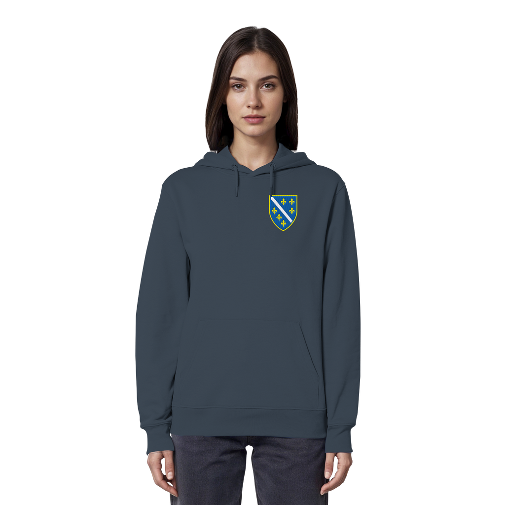 Bosnisches Wappen – Heimatliebe mit Stolz | Premium Stickerei - Organic Hoodie