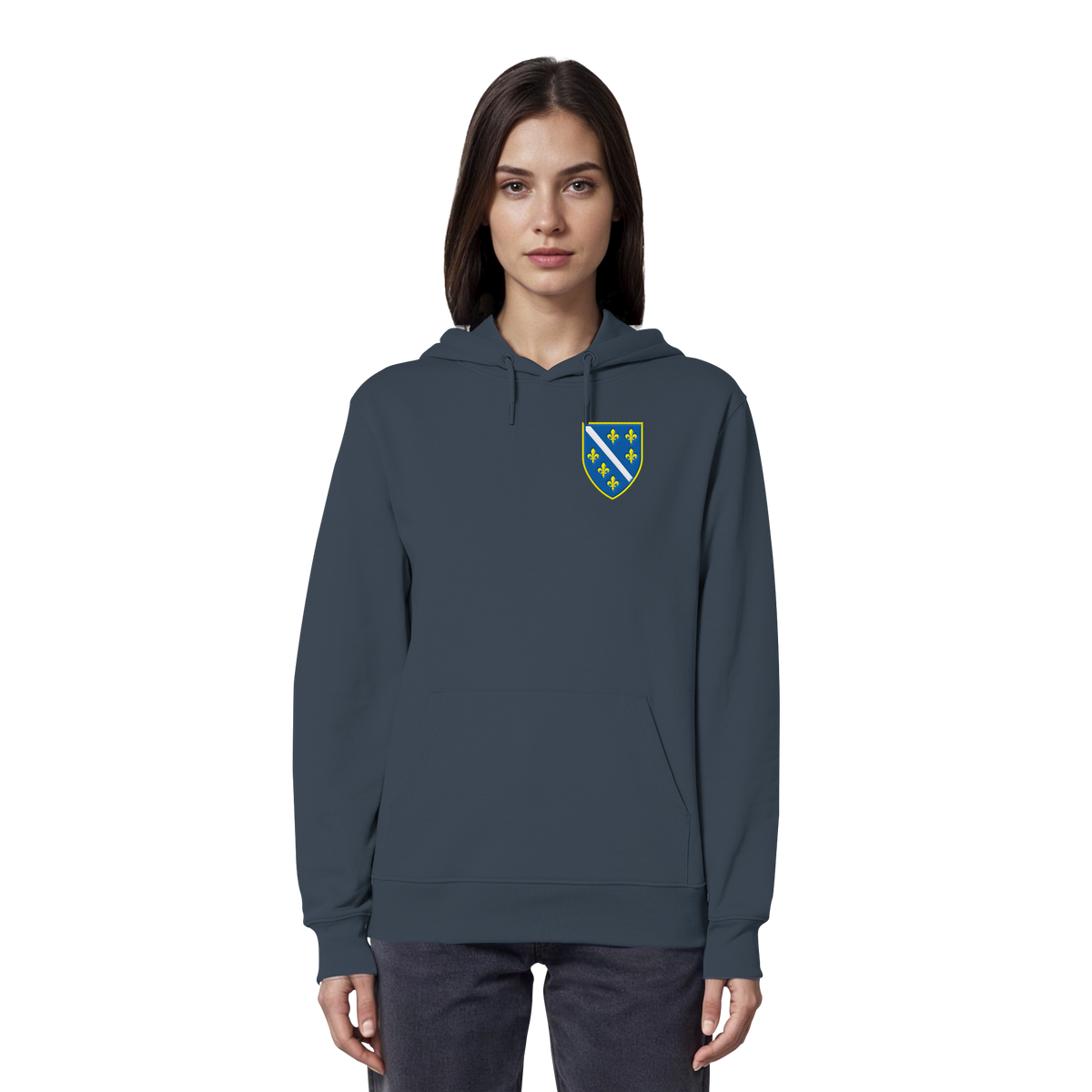 Bosnisches Wappen – Heimatliebe mit Stolz | Premium Stickerei - Organic Hoodie