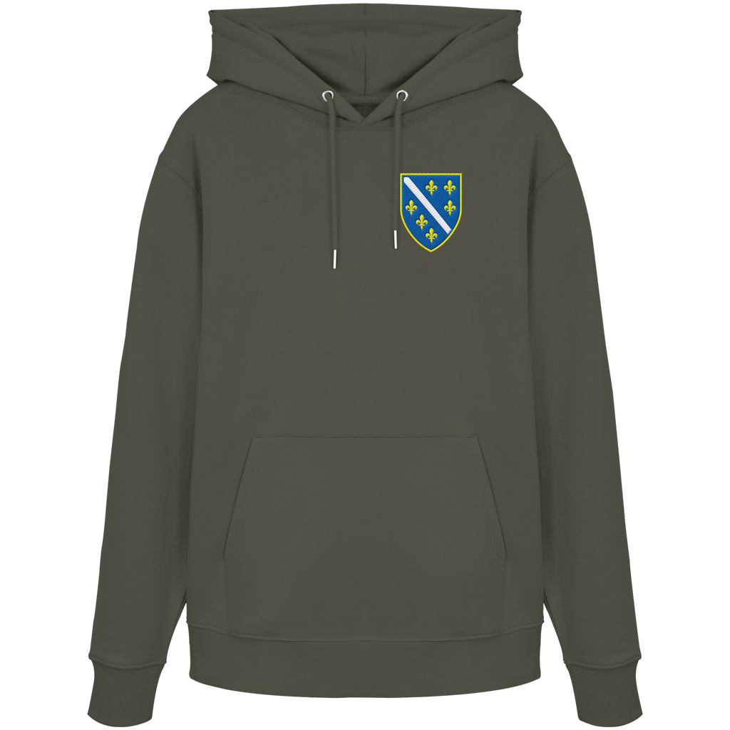Premium organski hoodie s grbom Bosne i Višegradom i vezom | Stanley/Stella – Unisex