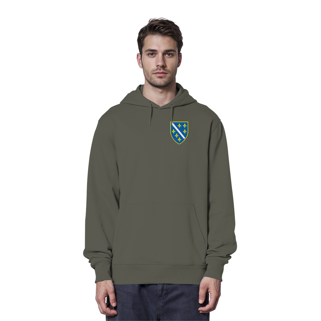Bosnisches Wappen – Heimatliebe mit Stolz | Premium Stickerei - Organic Hoodie