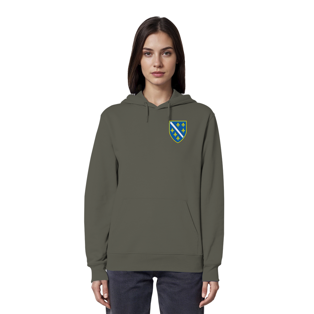 Premium organski hoodie s grbom Bosne i Višegradom i vezom | Stanley/Stella – Unisex