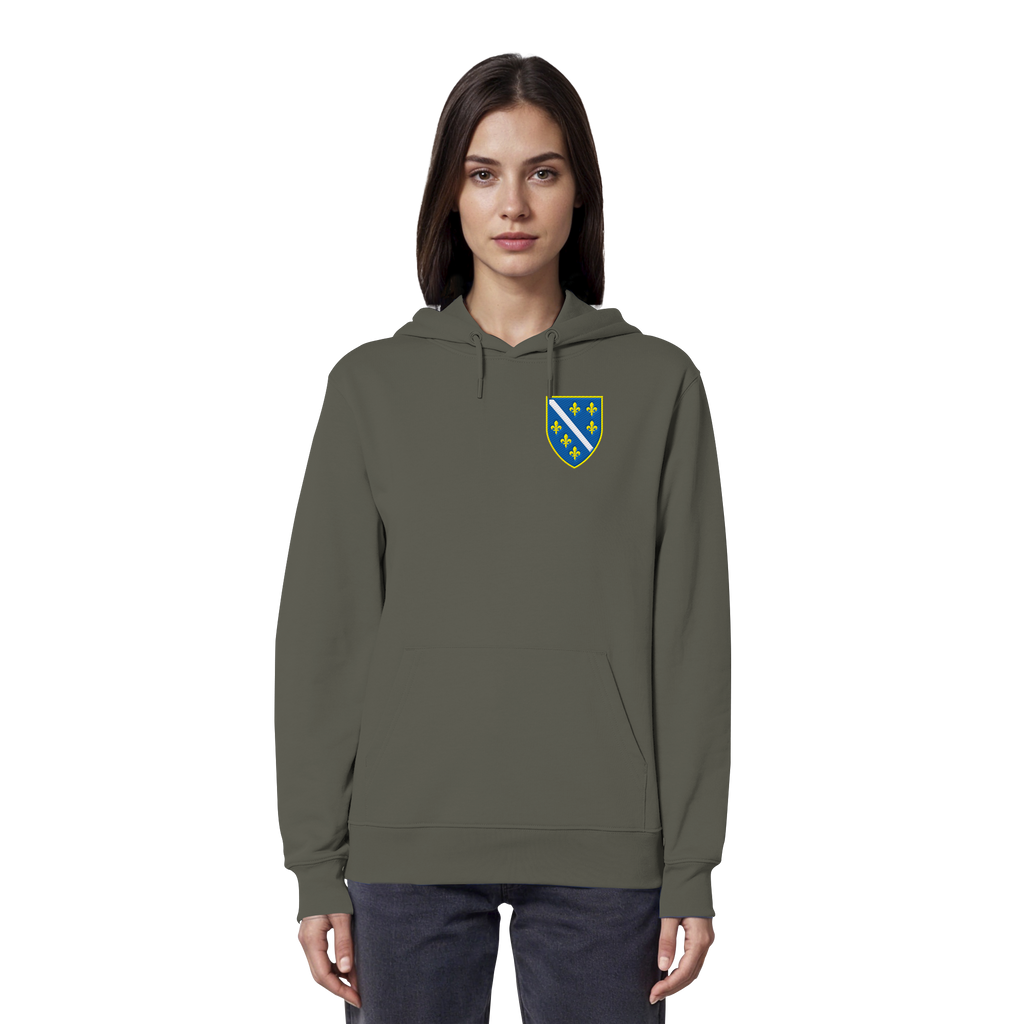 Bosnisches Wappen – Heimatliebe mit Stolz | Premium Stickerei - Organic Hoodie