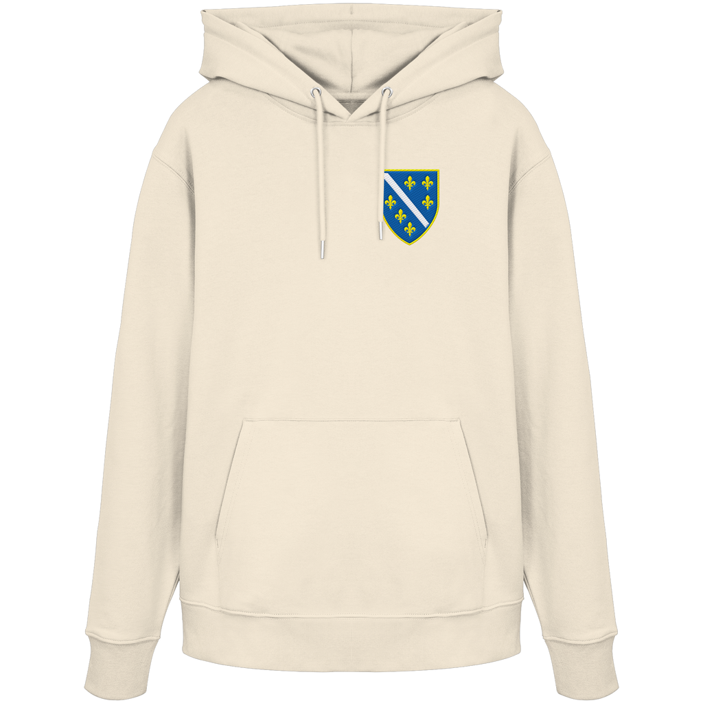 Bosnisches Wappen – Heimatliebe mit Stolz | Premium Stickerei - Organic Hoodie