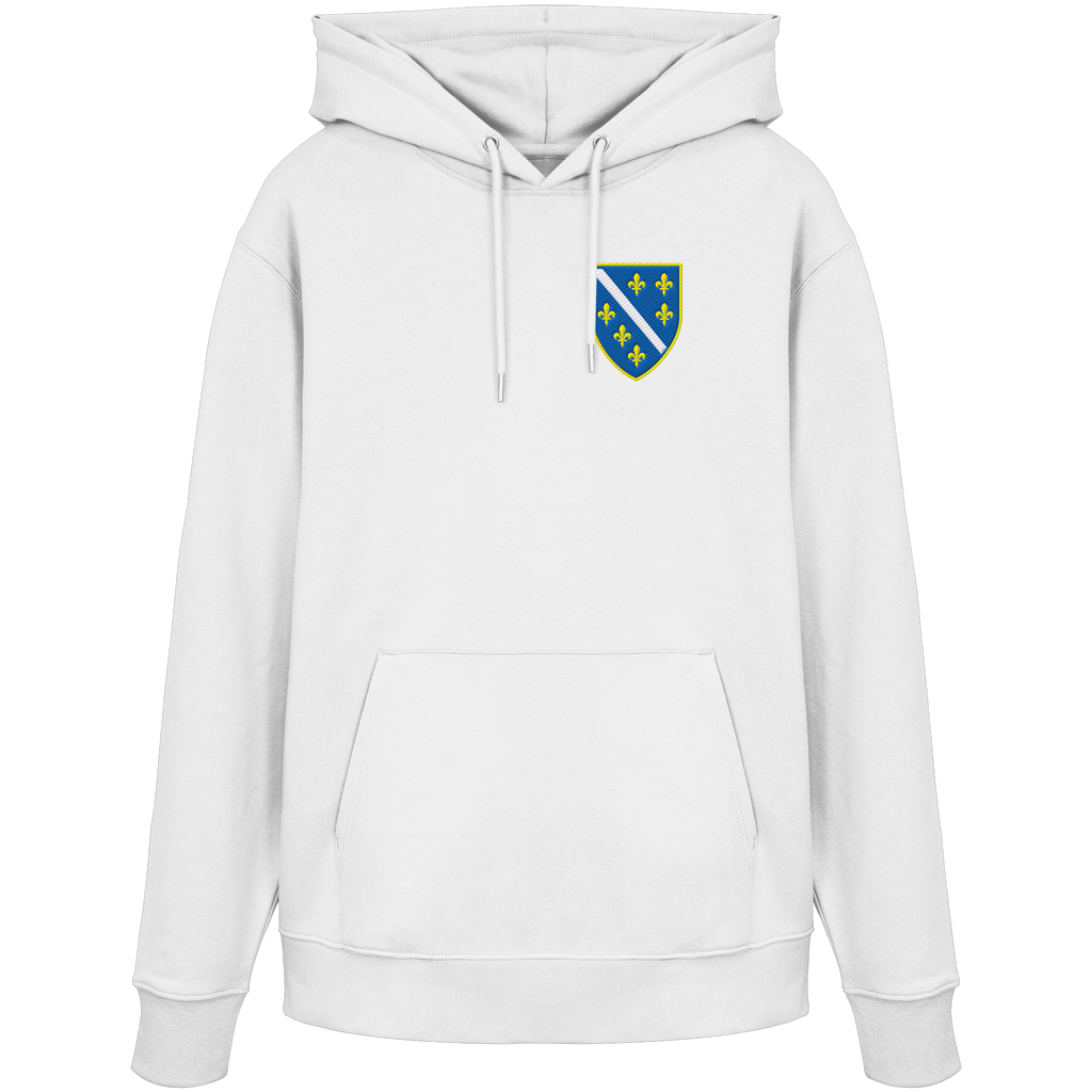 Bosnisches Wappen – Heimatliebe mit Stolz | Premium Stickerei - Organic Hoodie