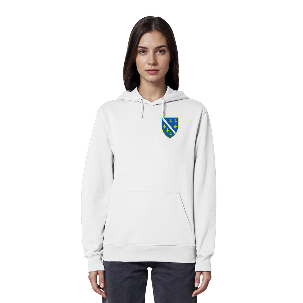 Bosnisches Wappen – Heimatliebe mit Stolz | Premium Stickerei - Organic Hoodie