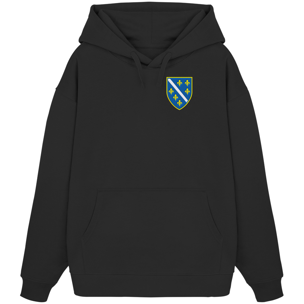 Bosnisches Wappen – Heimatliebe mit Stolz | Premium Stickerei - Organic Oversize Hoodie