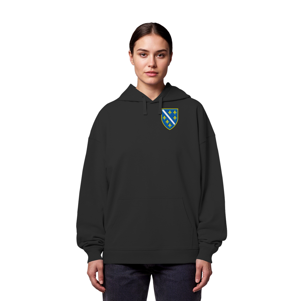 Bosnisches Wappen – Heimatliebe mit Stolz | Premium Stickerei - Organic Oversize Hoodie