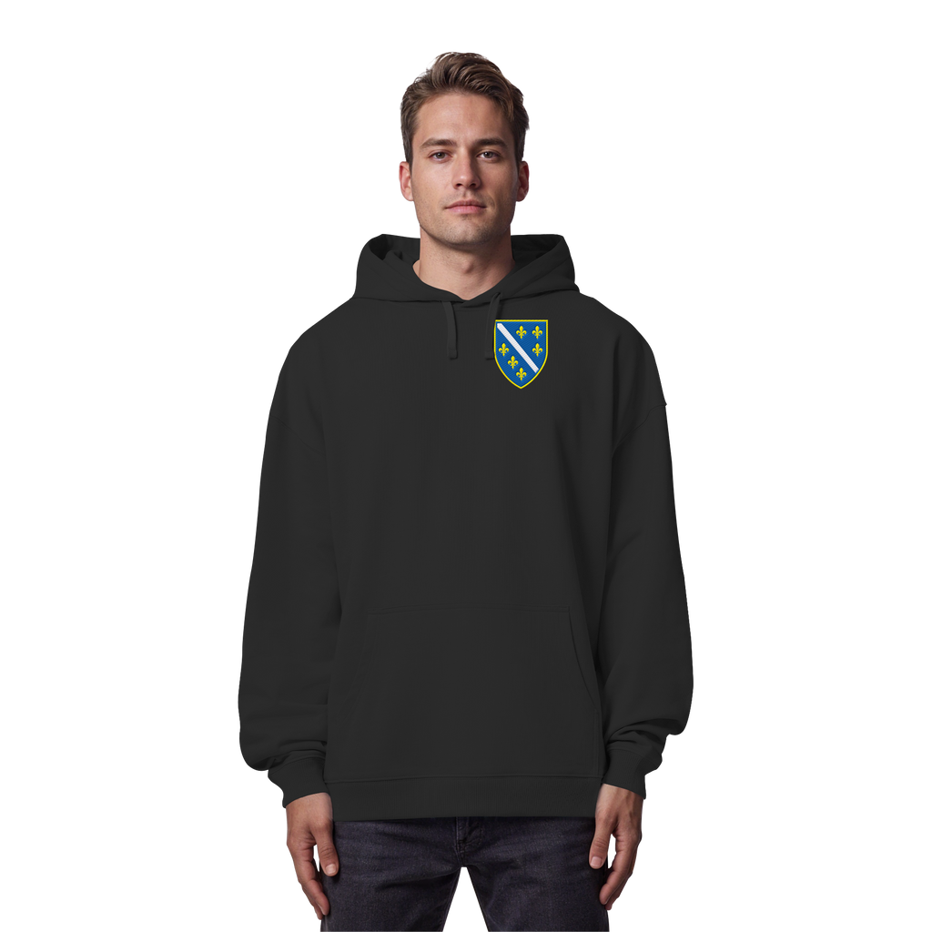 Bosnisches Wappen – Heimatliebe mit Stolz | Premium Stickerei - Organic Oversize Hoodie