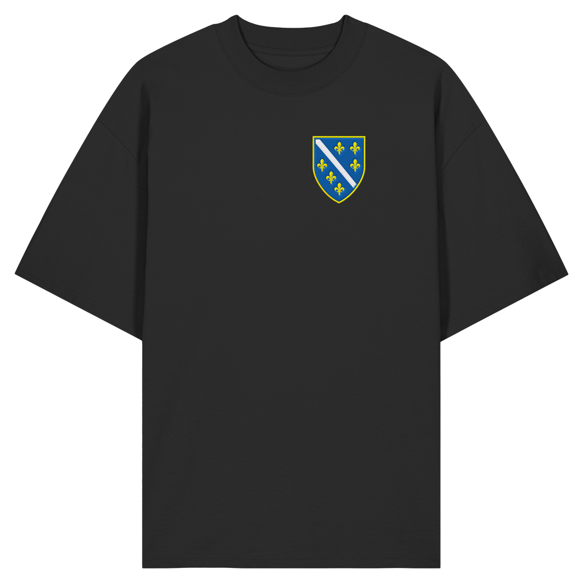 Bosnisches Wappen – Heimatliebe mit Stolz | Premium Stickerei - Organic Oversize Shirt