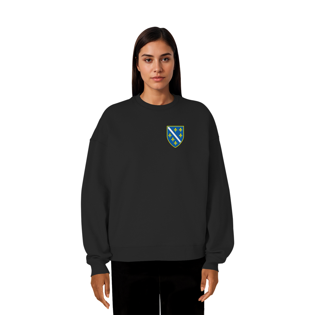 Bosnisches Wappen – Heimatliebe mit Stolz | Premium Stickerei - Organic Oversize Sweatshirt