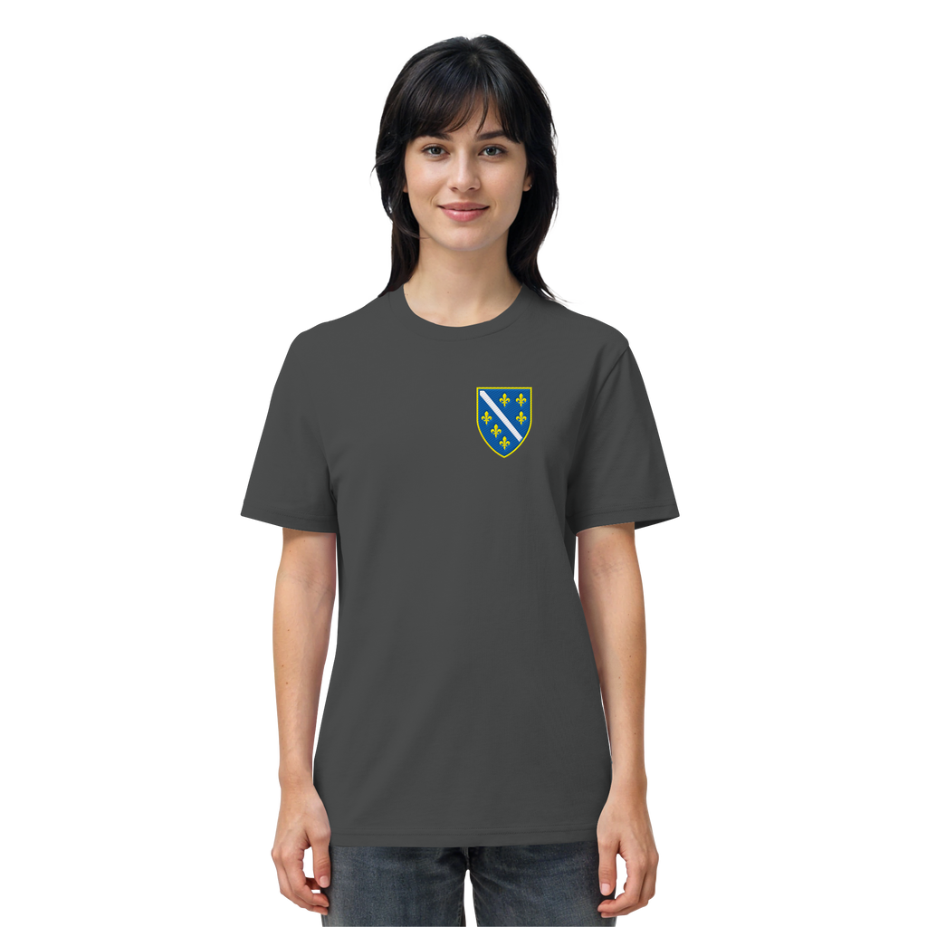 Bosnisches Wappen – Heimatliebe mit Stolz | Premium Stickerei - Organic Shirt
