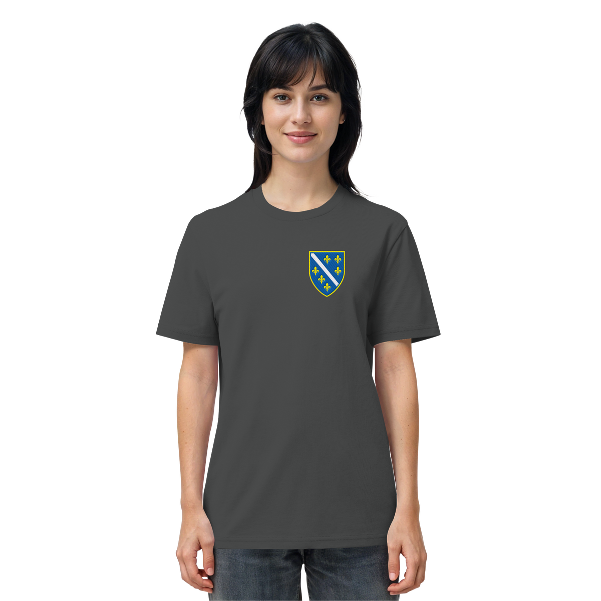 Bosnisches Wappen – Heimatliebe mit Stolz | Premium Stickerei - Organic Shirt