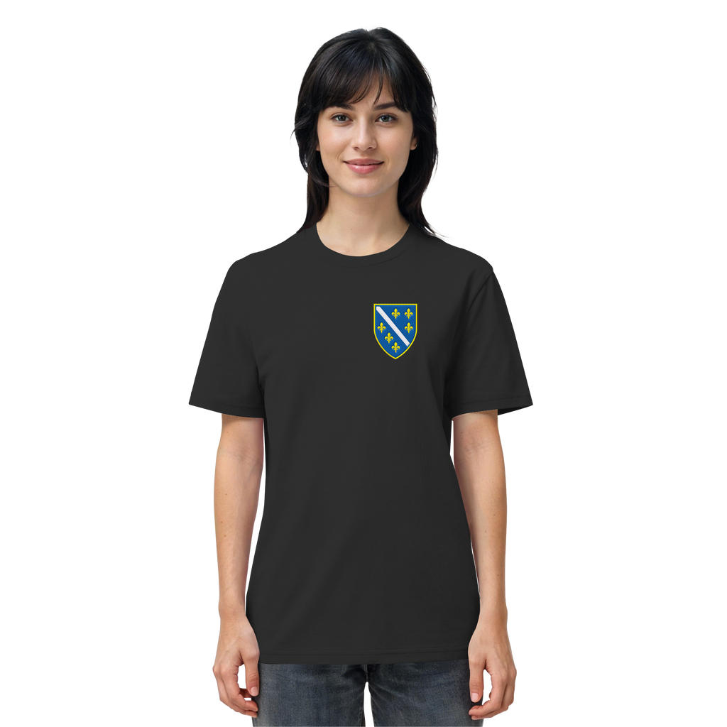 Bosnisches Wappen – Heimatliebe mit Stolz | Premium Stickerei - Organic Shirt