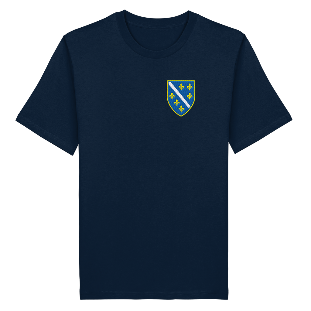 Bosnisches Wappen – Heimatliebe mit Stolz | Premium Stickerei - Organic Shirt