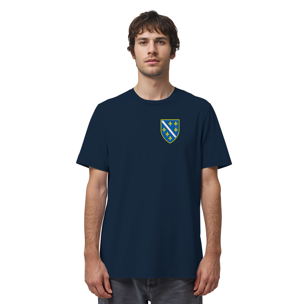 Bosnisches Wappen – Heimatliebe mit Stolz | Premium Stickerei - Organic Shirt