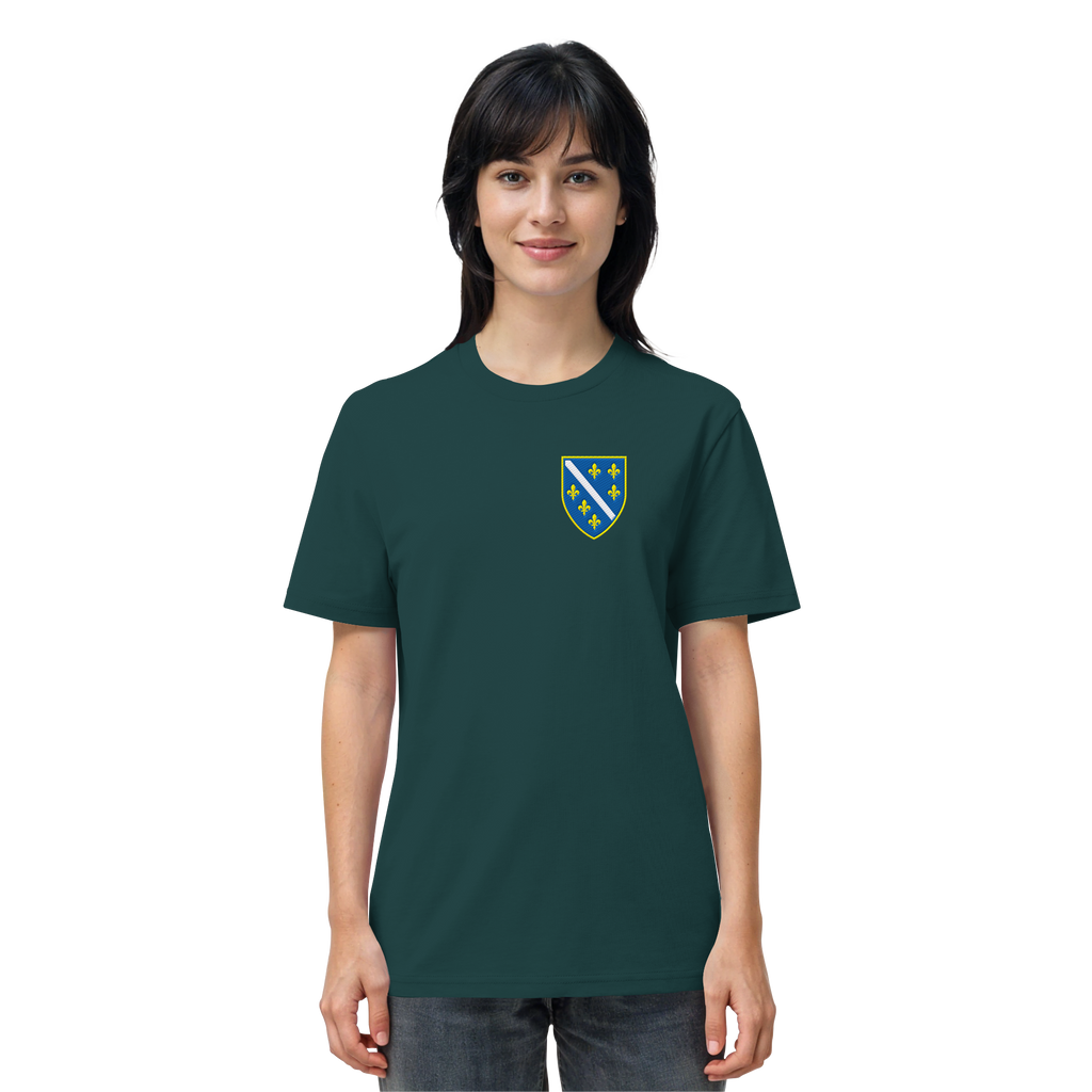 Bosnisches Wappen – Heimatliebe mit Stolz | Premium Stickerei - Organic Shirt
