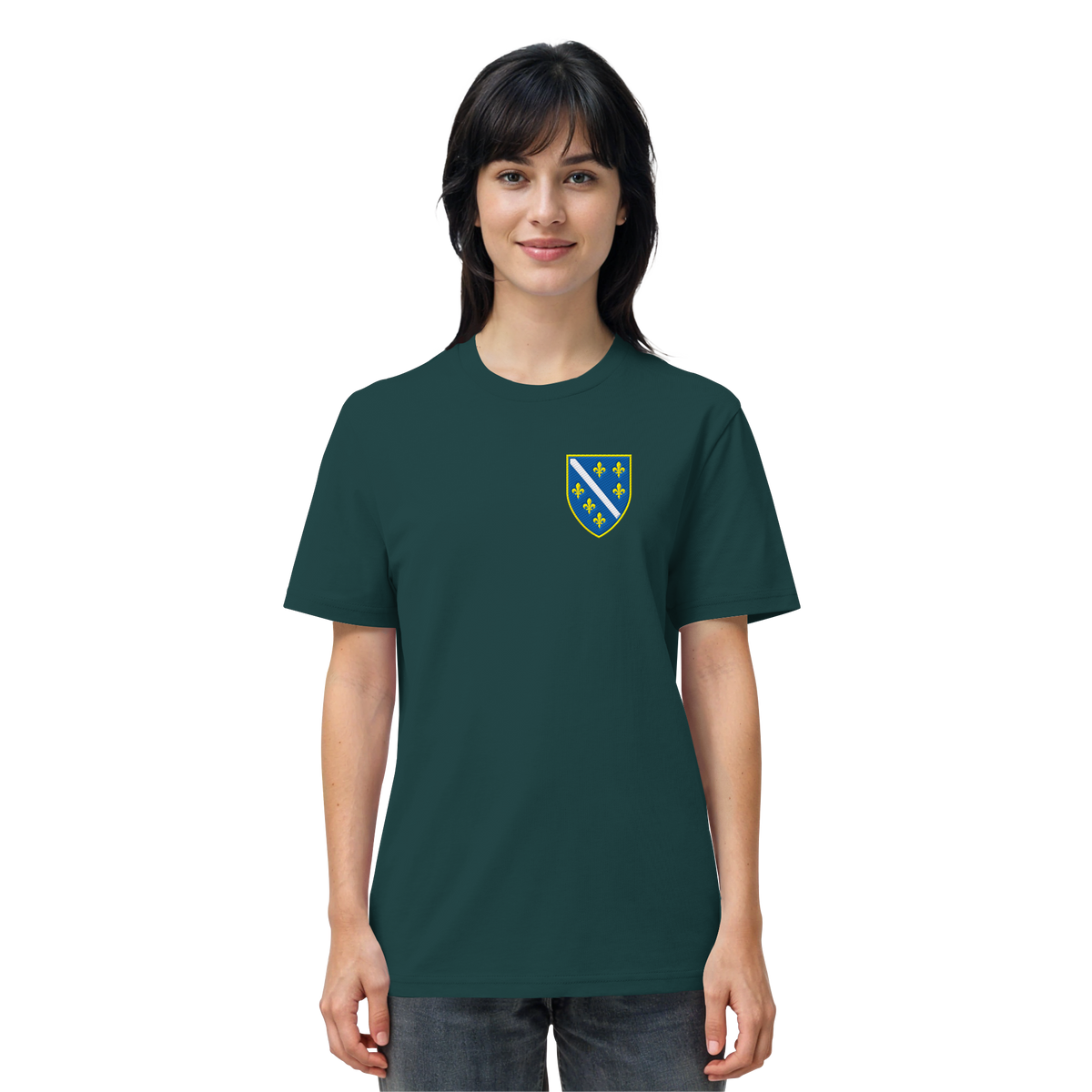 Premium organska majica s grbom Bosne i Hercegovine i vezom | Stanley/Stella – Unisex