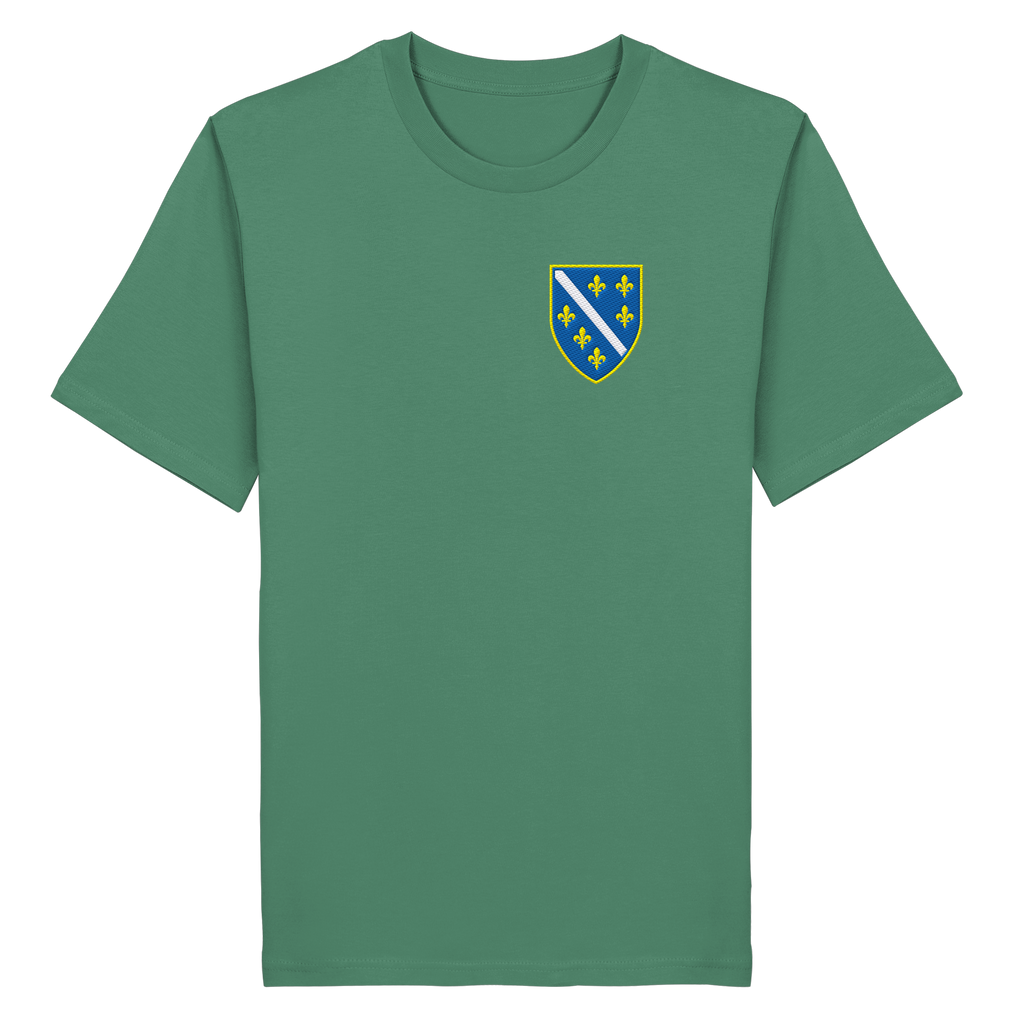Bosnisches Wappen – Heimatliebe mit Stolz | Premium Stickerei - Organic Shirt