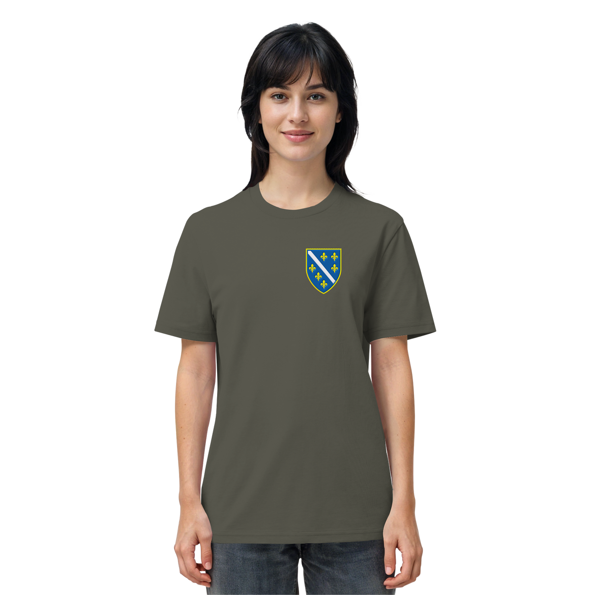 Bosnisches Wappen – Heimatliebe mit Stolz | Premium Stickerei - Organic Shirt