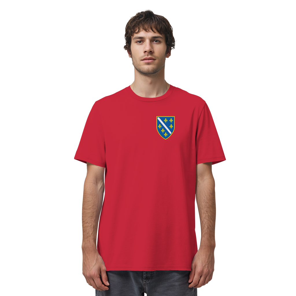Bosnisches Wappen – Heimatliebe mit Stolz | Premium Stickerei - Organic Shirt