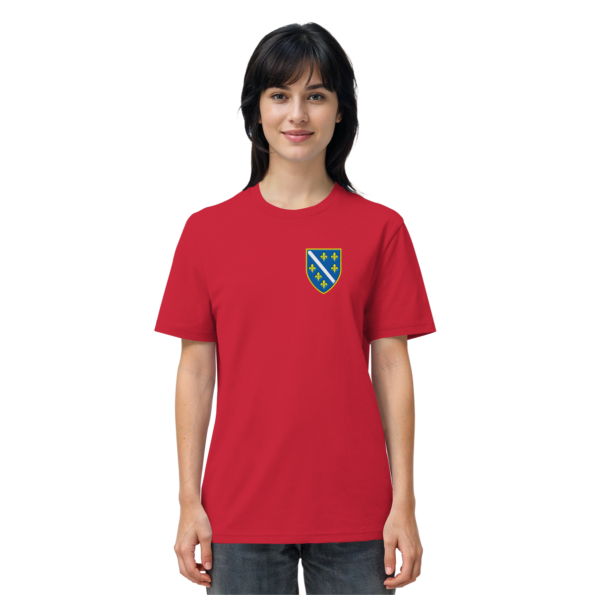 Bosnisches Wappen – Heimatliebe mit Stolz | Premium Stickerei - Organic Shirt