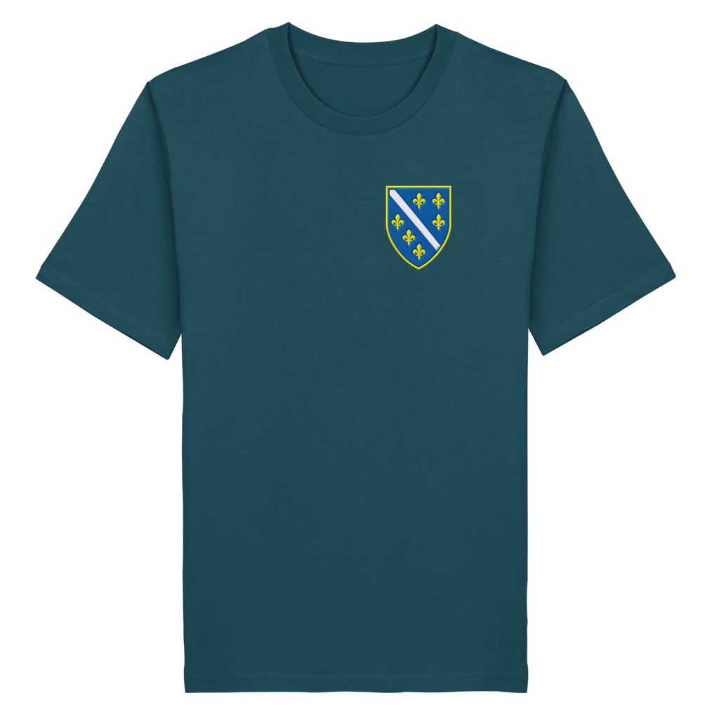 Bosnisches Wappen – Heimatliebe mit Stolz | Premium Stickerei - Organic Shirt
