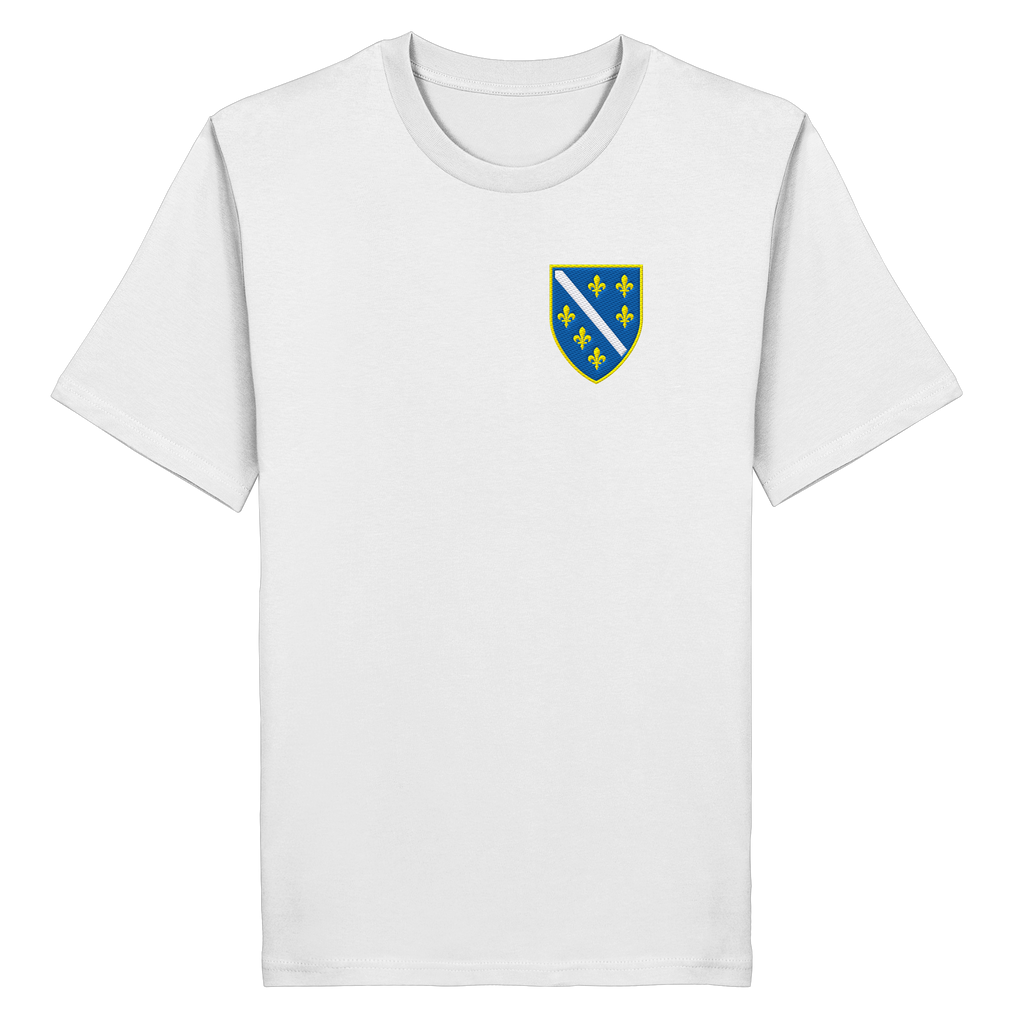 Bosnisches Wappen – Heimatliebe mit Stolz | Premium Stickerei - Organic Shirt