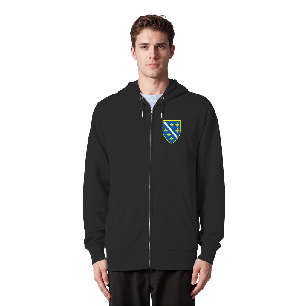 Bosnisches Wappen – Heimatliebe mit Stolz | Premium Stickerei - Organic Zipper