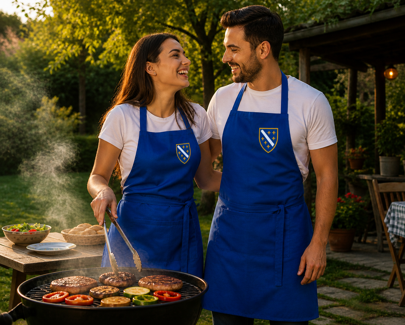 Grill Apron - Bosnian Coat of Arms with Lilies | Left Chest