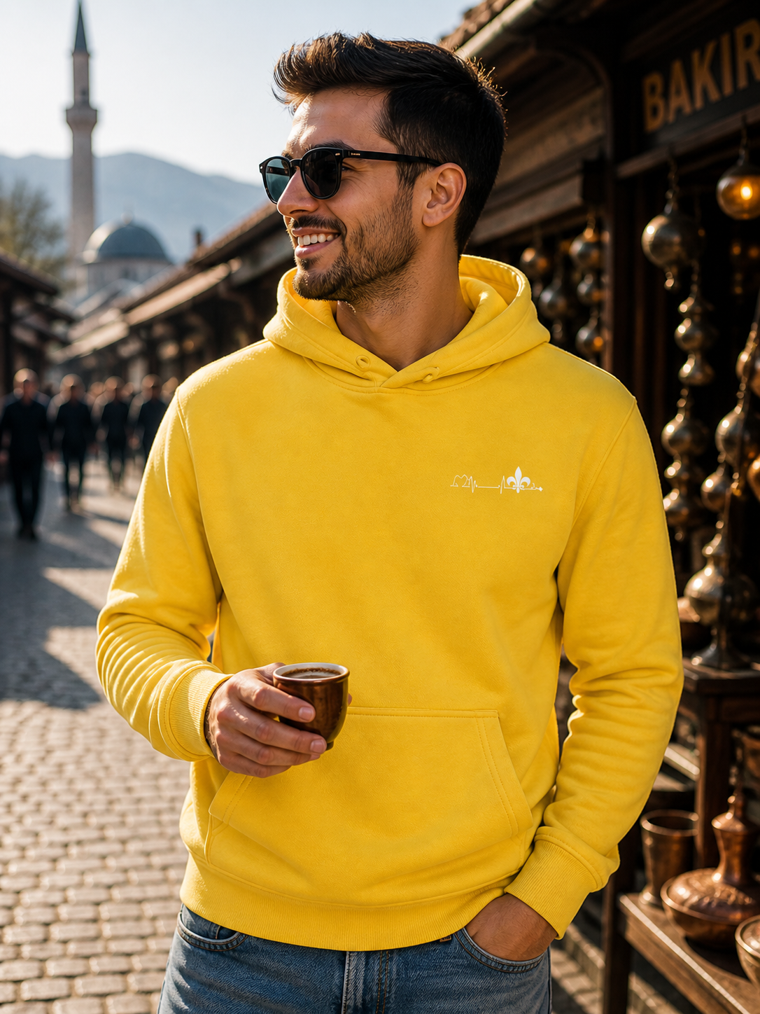 Men's Premium Organic Hoodie – Srce Bosne | Left Chest