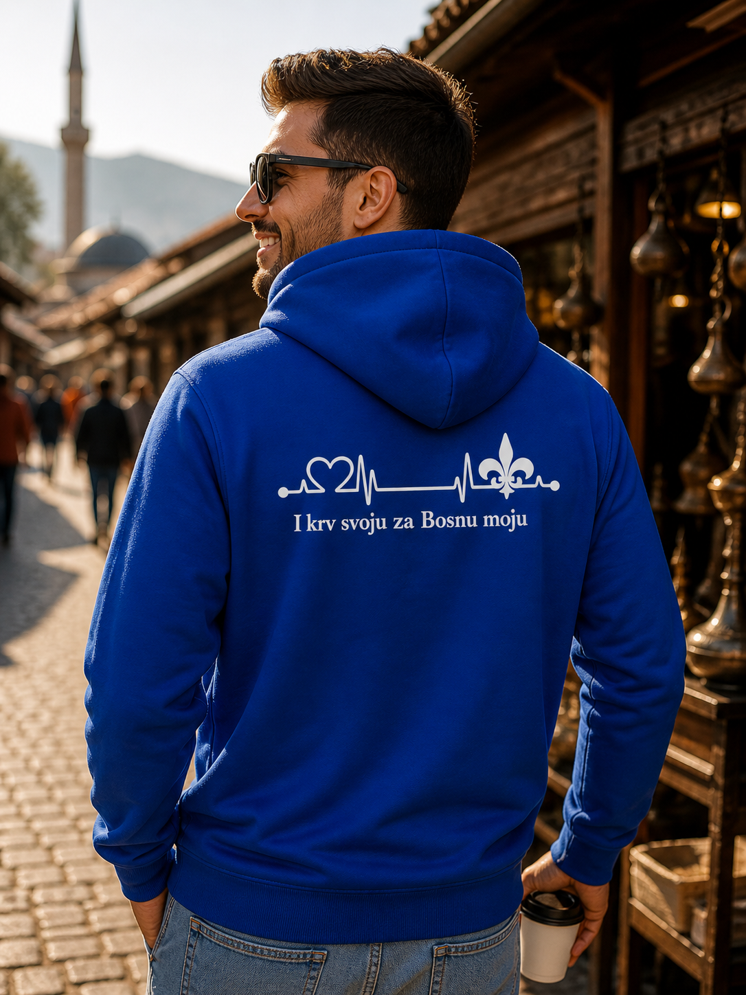 Men's Premium Organic Hoodie – Za Bosnu Moju | Back Print