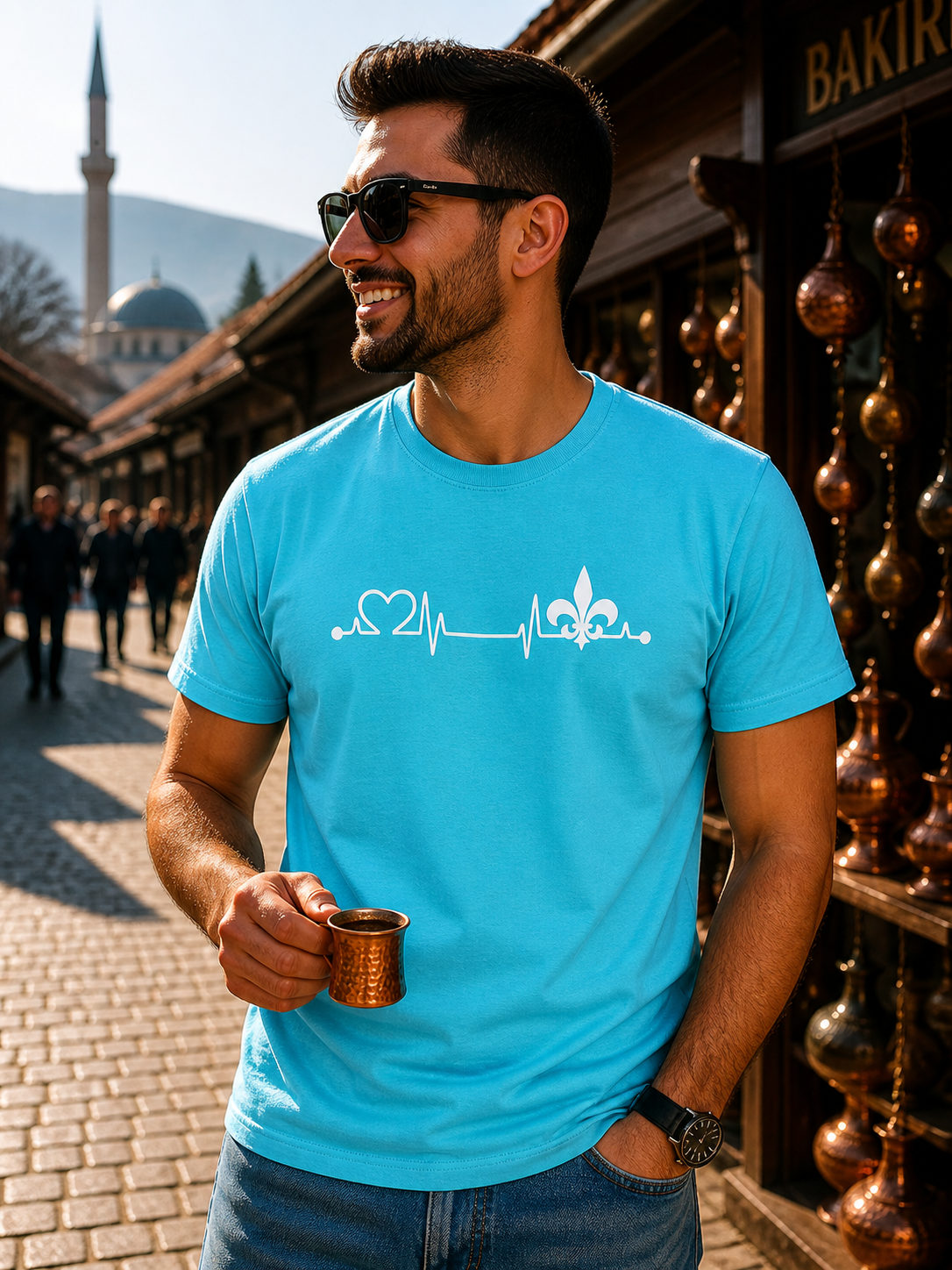 Men's Heavy Cotton T-Shirt – Srce Bosne | Front Print