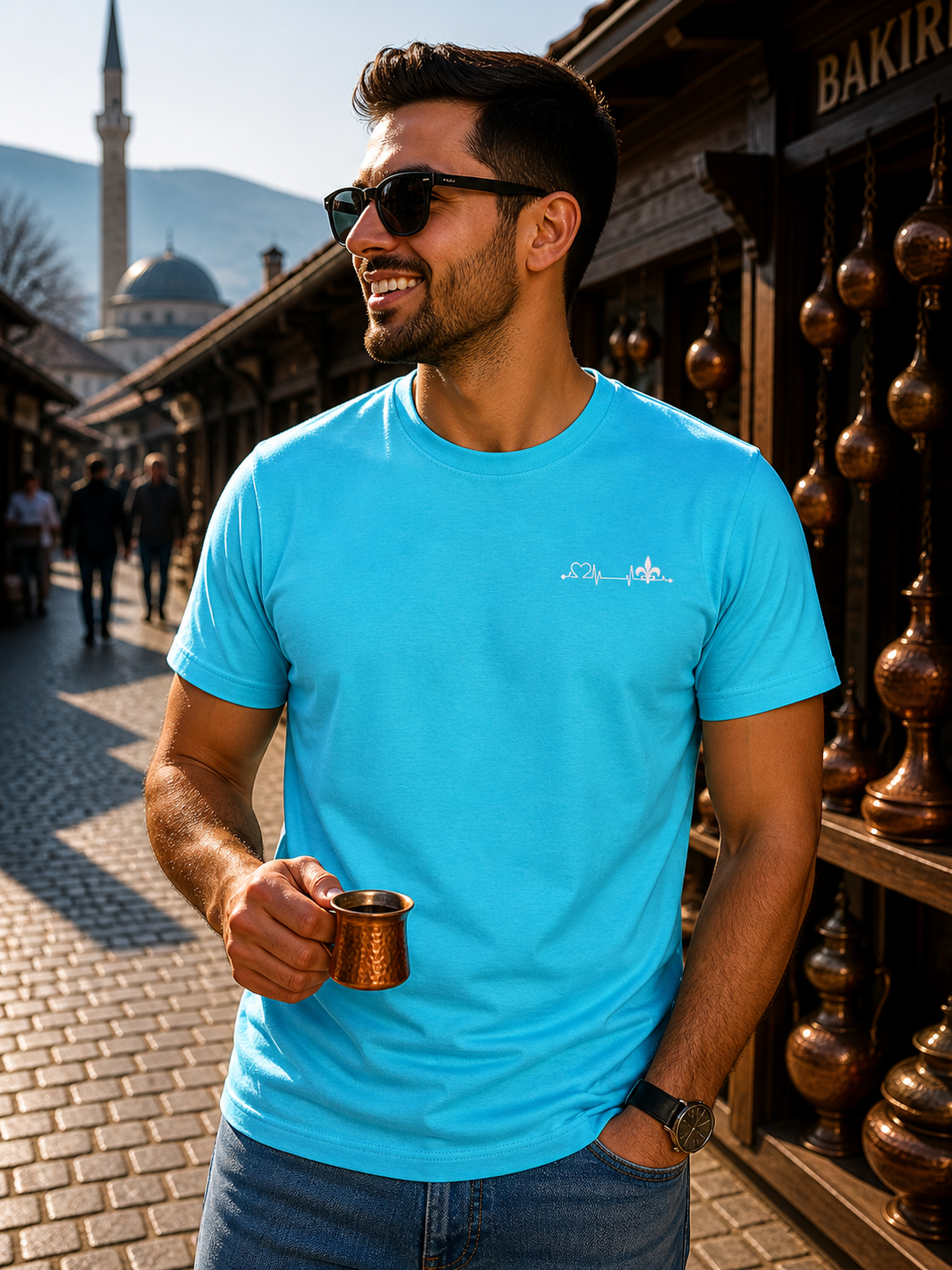 Men's Heavy Cotton T-Shirt - Srce Bosne | Left Chest