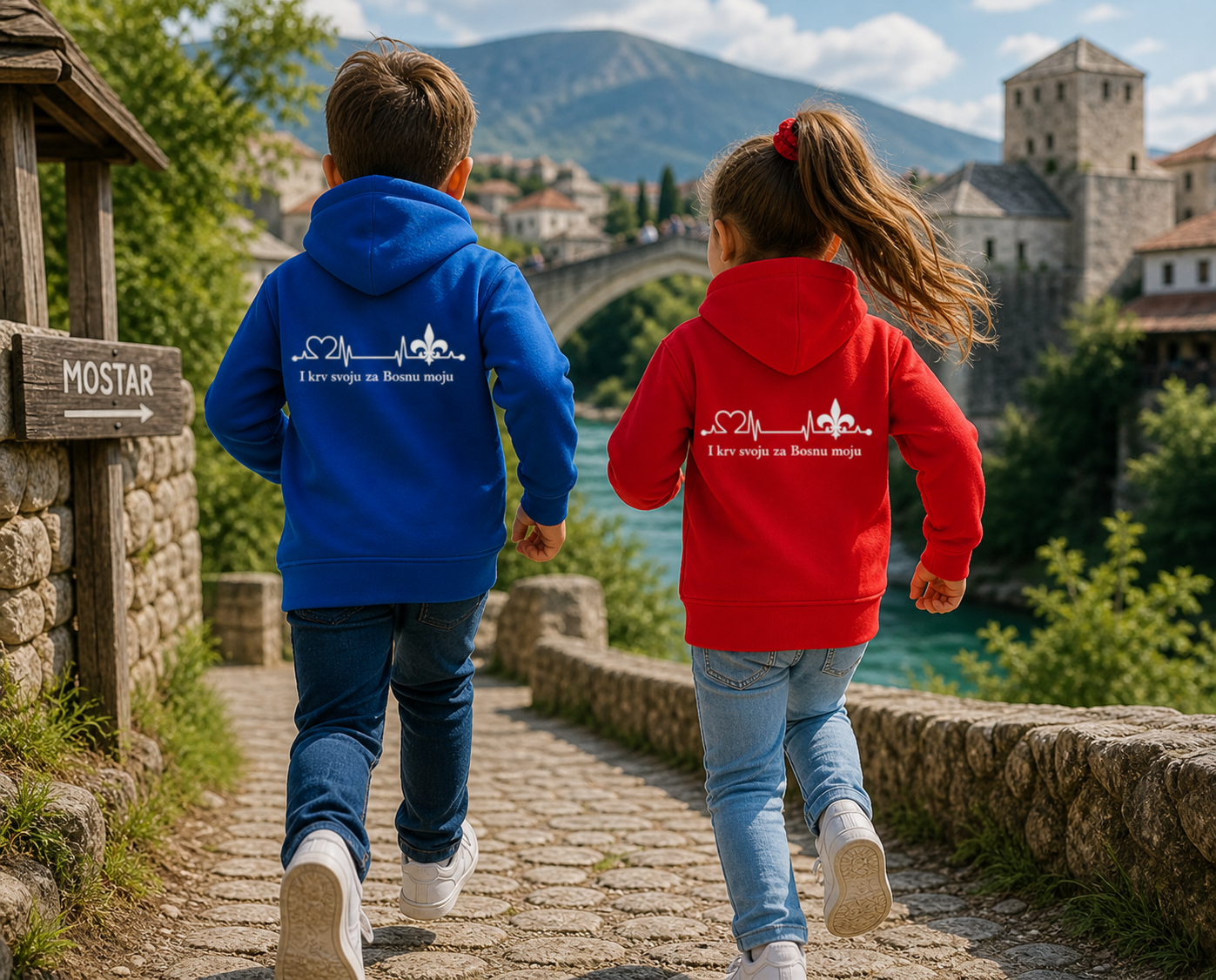 Kids Basic Hoodie – For My Bosnia | Back Print