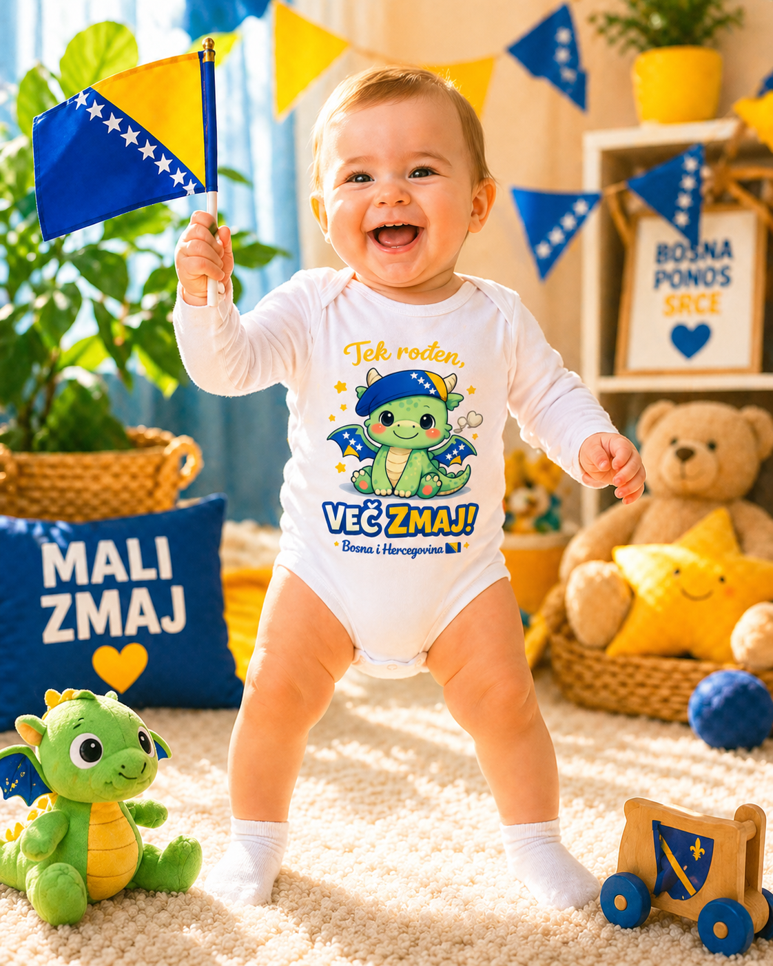 Baby Bio Long-Sleeve Bodysuit – Little Dragon | Front Print