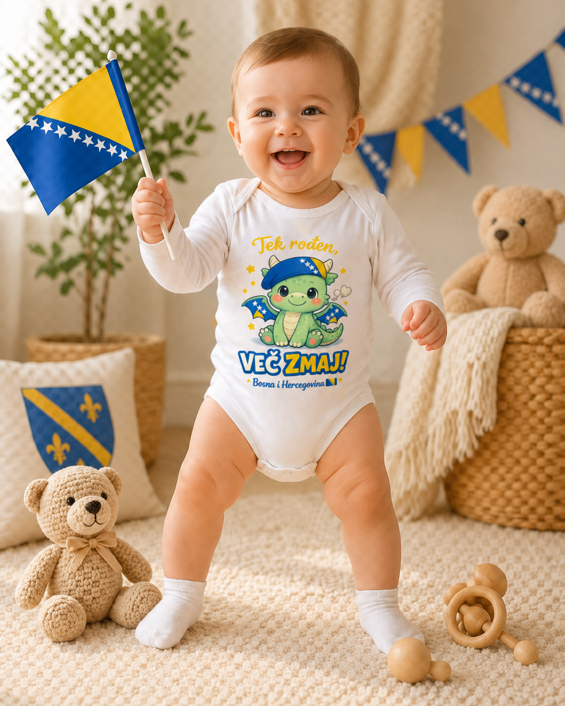 Baby Bio Long-Sleeve Bodysuit – Little Dragon | Front Print